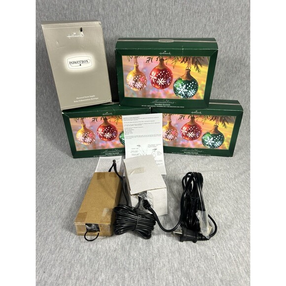 NEW Hallmark 9 Illuminations Snowflake Snowballs Strings Ornament & Power Box - Picture 10 of 16